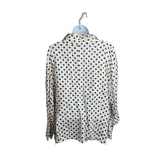 Talbots White Black Polka Dot 100% Linen Button Up Shirt Size 22W Old Money - Picture 2 of 10